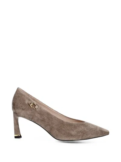 Coccinelle Pointed-toe Logo-plaque Pumps In Neutral