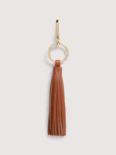 Coccinelle Portachiavi In Pelle Con Grana E Metallo Tassel In Brown