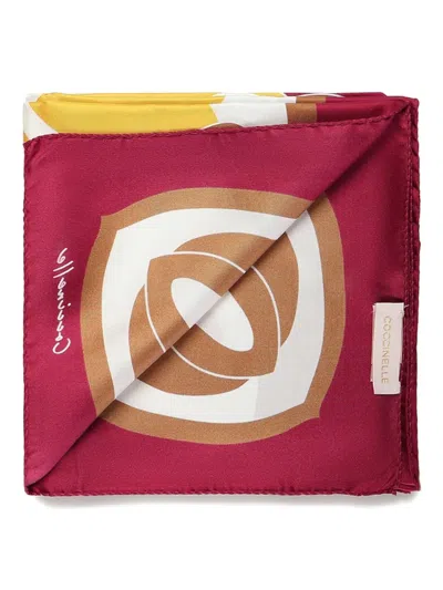 Coccinelle Print Silk Scarf In Multi