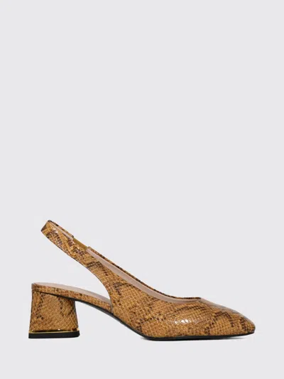 Coccinelle Python-print Leather Slingbacks With A Medium Heel In Brown