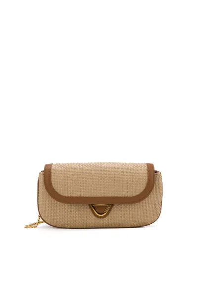 Coccinelle Raffia And Leather Bag In Natural/cuir