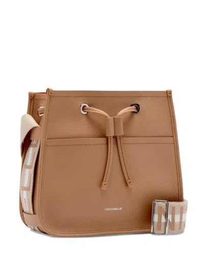 Coccinelle Raquel Logo-strap Bucket Bag In Brown