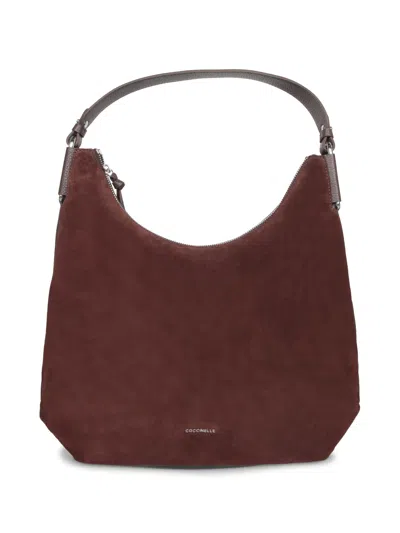 Coccinelle Rebekka Suede Brunette Bag In Brown