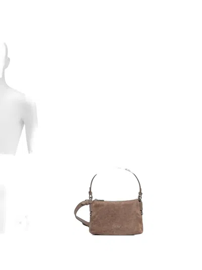 Coccinelle Rebekka Suede Cross Body Bag In Brown