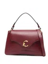 Coccinelle Structured Deep Red Calfskin Handbag In Burgundy
