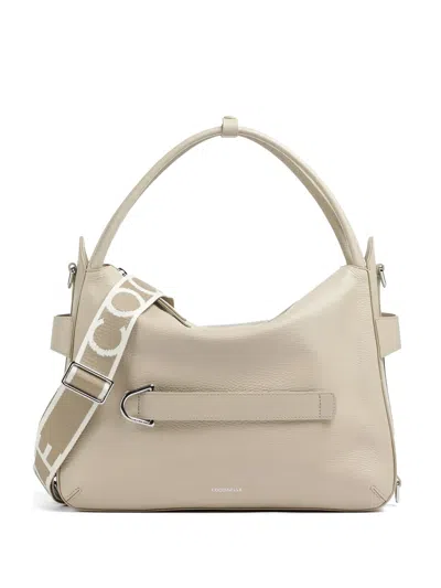 Coccinelle Ribbon Leather Tote Bag In Neutral