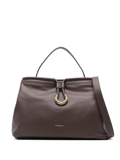 Coccinelle Ring-detail Top-handle Shoulder Bag In Brown
