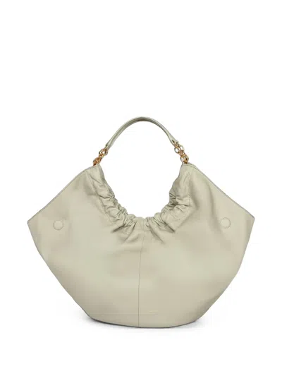 Coccinelle Ruched Leather Tote Bag In Green