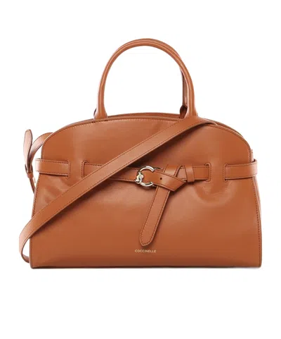 Coccinelle Sabine Logo Stamp Medium Tote Bag In Brown