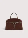 Coccinelle Sabine Suede Bimaterial Medium In Brown
