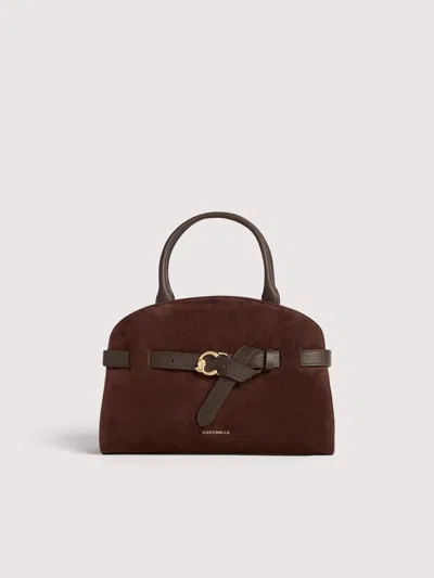 Coccinelle Sabine Suede Bimaterial Small In Brown