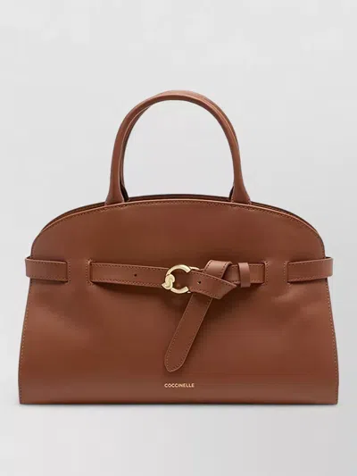 Coccinelle Sabine Tote Bag Adjustable Strap Buckle Detail In Brown