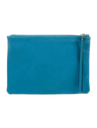 Pre-owned Coccinelle Saffiano Leather Portfolio In Blue