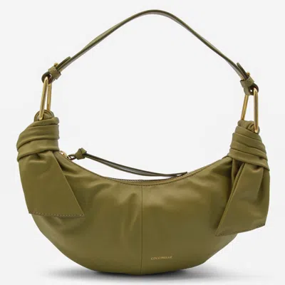Coccinelle Seagrass Leather Furoshiki Medium Shoulder Bag In Green