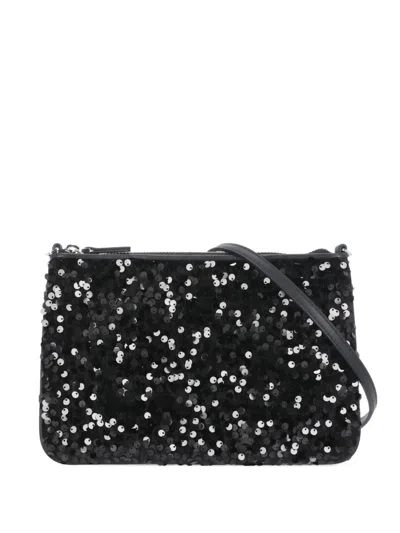 Coccinelle Sequin-embellished Cross Body Bag In Black