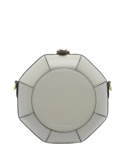 Coccinelle Sewing Box Oval Leather Shoulder Bag In White