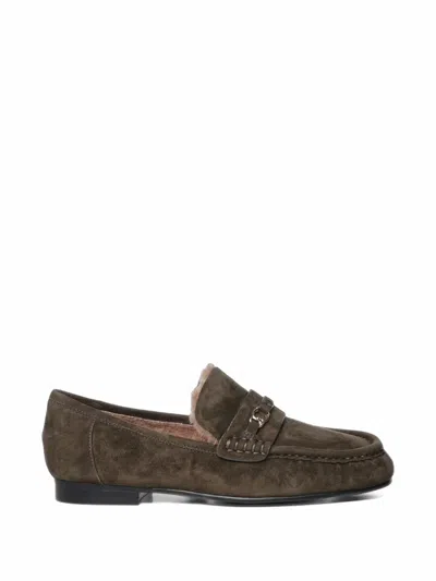 Coccinelle Shearling-lined Suede Loafers In Brown