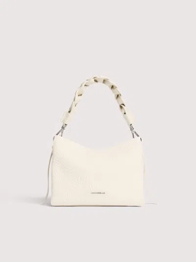 Coccinelle Shells Textured Fabric Handbag Boheme Small In White