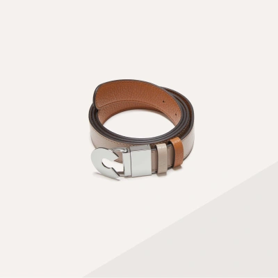 Coccinelle Shiny Goat-embossed Leather Belt Logo C Reversible Shiny Goat In Powder Pin/cuir