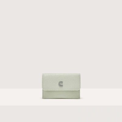 Coccinelle Shiny Goat-embossed Leather Pouch Myrine Shiny Goat In Celadon Green