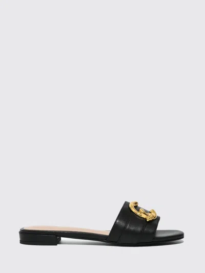 Coccinelle Logo-plaque Leather Sandals In Gold