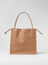 Coccinelle Logo Embossed Drawstring Tote Bag In Beige