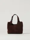 Coccinelle Structured Suede Shoulder Bag With Detachable Strap In Brown