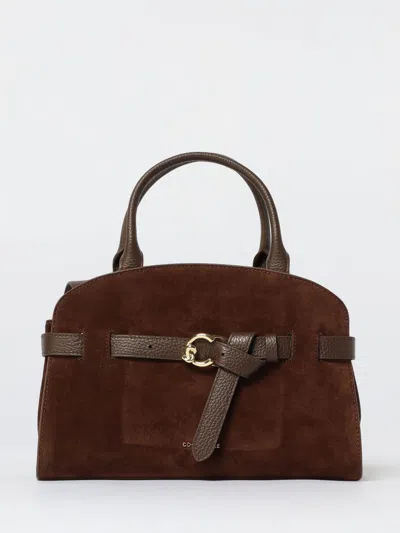 Coccinelle Sabine Suede Bimaterial Small In Brown