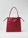 Coccinelle Logo Embossed Drawstring Tote Bag In Red