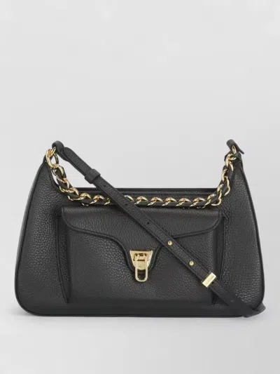 Coccinelle Shoulder Bag Top Handle Gold Hardware In Black