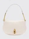 Coccinelle Medium Magie Metallic-handle Leather Tote Bag In White