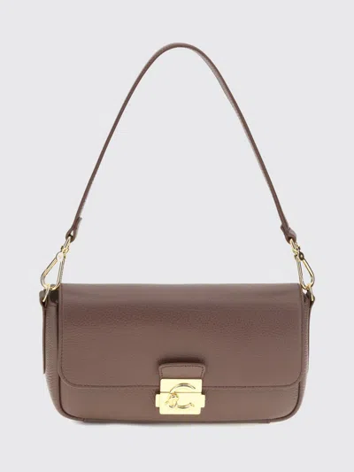 Coccinelle Brown C-me Lock Medium Shoulder Bag In Orange