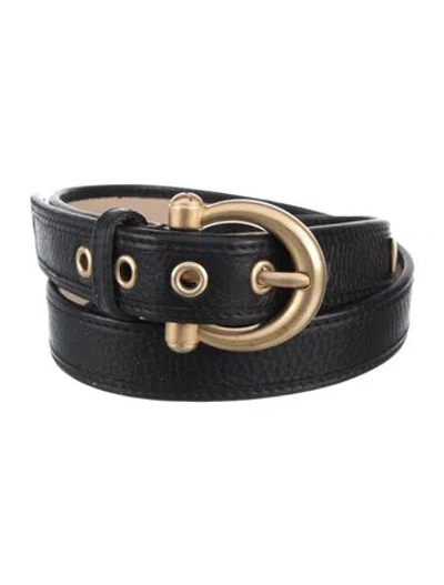 Pre-owned Coccinelle Skinny Leather Waist Belt In Black/gold