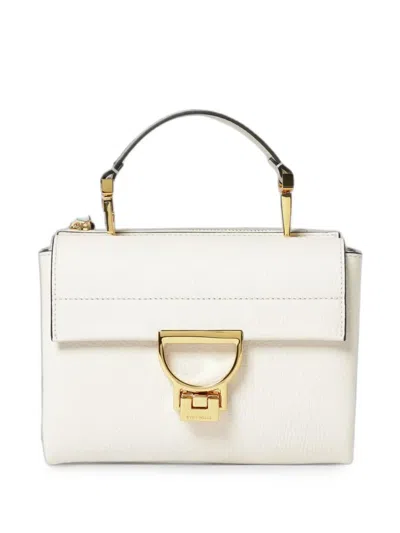 Coccinelle Small Arlettis Grained Leather Tote Bag In Neutral