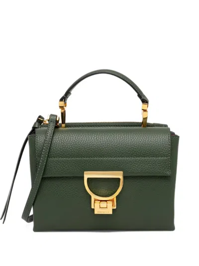 Coccinelle Small Arlettis Leather Tote Bag In Green
