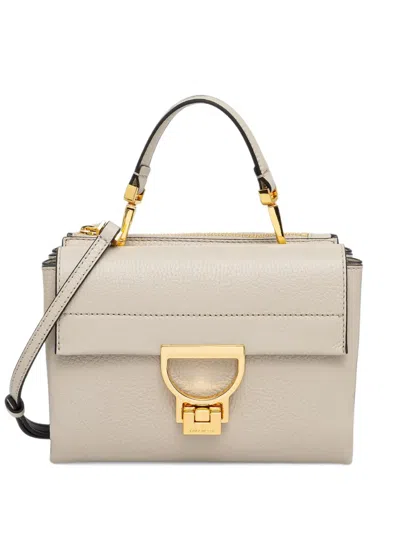 Coccinelle Small Arlettis Leather Tote Bag In Neutral