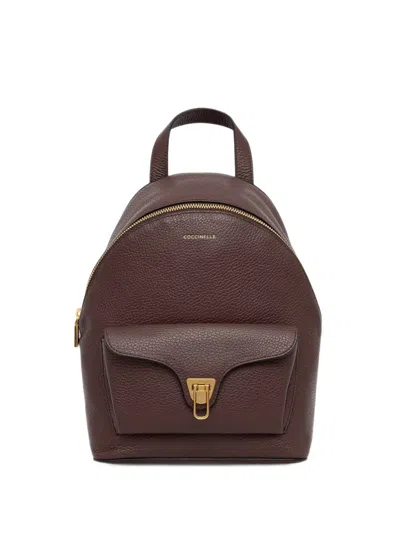 Coccinelle Small Beat Pebbled-leather Backpack In Red