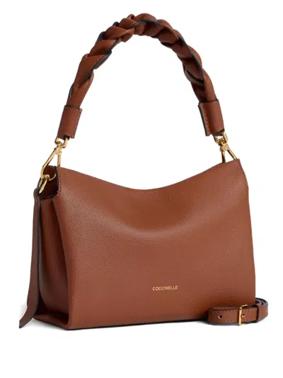 Coccinelle Small Boheme Braided-handle Leather Shoulder Bag In Brown