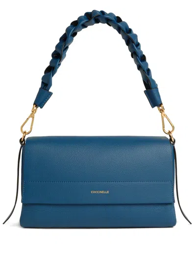 Coccinelle Small Boheme Braided-handle Shoulder Bag In Blue