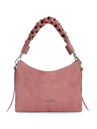 Coccinelle Small Boheme Suede Tote Bag In Pink