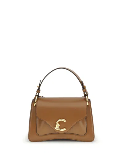 Coccinelle Small C-me Logo-plaque Leather Tote Bag In Brown