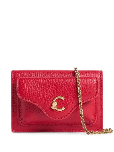 Coccinelle Small C-me Leather Chain-strap Card Holder In Red