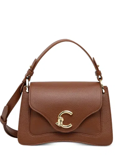 Coccinelle Small C-me Leather Tote Bag In Brown