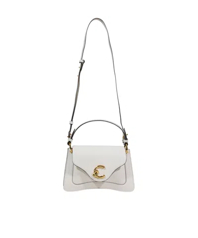 Coccinelle Small C-me Leather Tote Bag In White