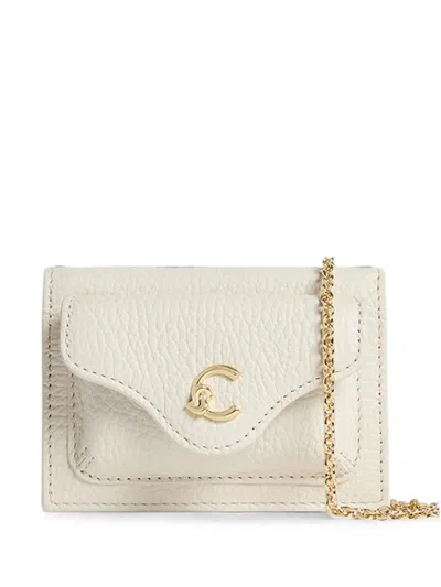 Coccinelle Small C-me Logo-plaque Chain-link Card Holder In Neutral