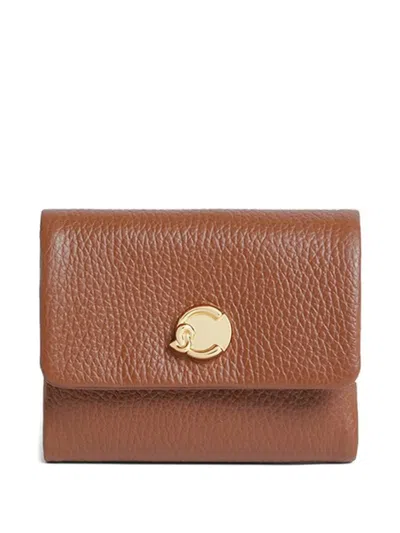 Coccinelle Small C-me Logo-plaque Pebbled Wallet In Red