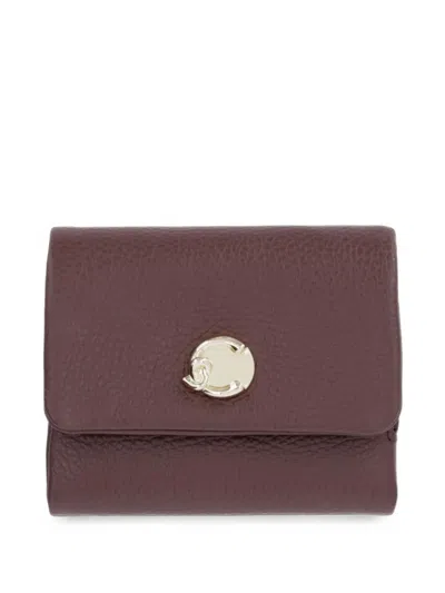 Coccinelle Small C-me Softy Logo-plaque Leather Wallet In Burgundy