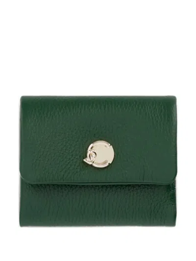 Coccinelle Small C-me Softy Pebbled-leather Wallet In Green