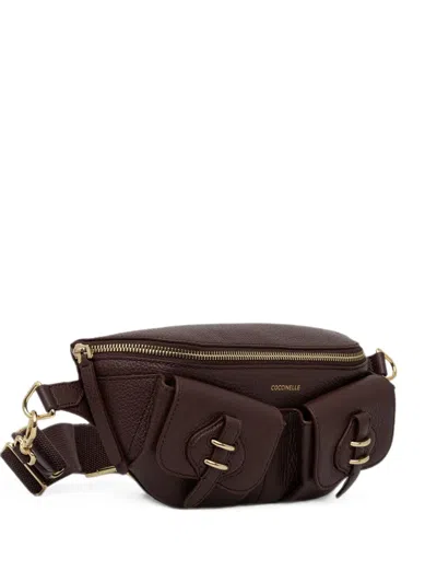 Coccinelle Small  Mavery Pocket Grained-leather Pocke In Brown