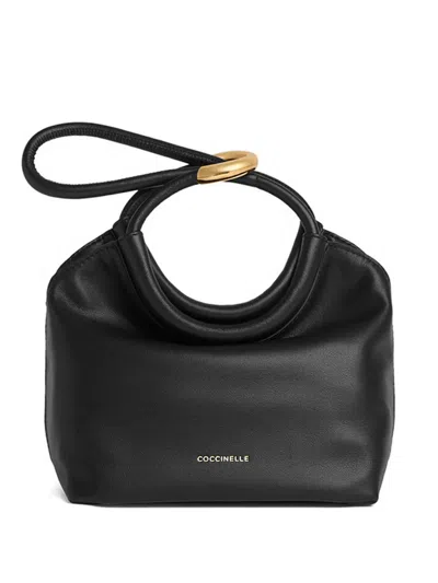 Coccinelle Small Finn Ring Handle Shoulder Bag In Black